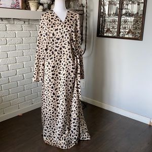 ASOS LEOPARD ANIMAL PRINT WRAP DRESS NEW NO TAGS 18 PLUS